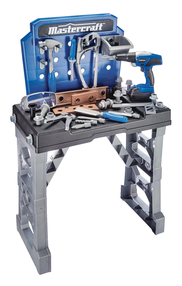 Mastercraft Deluxe Toy Tool & Work Bench W/Battery Operated Drill For Kids, Ages 3+ - Image 2