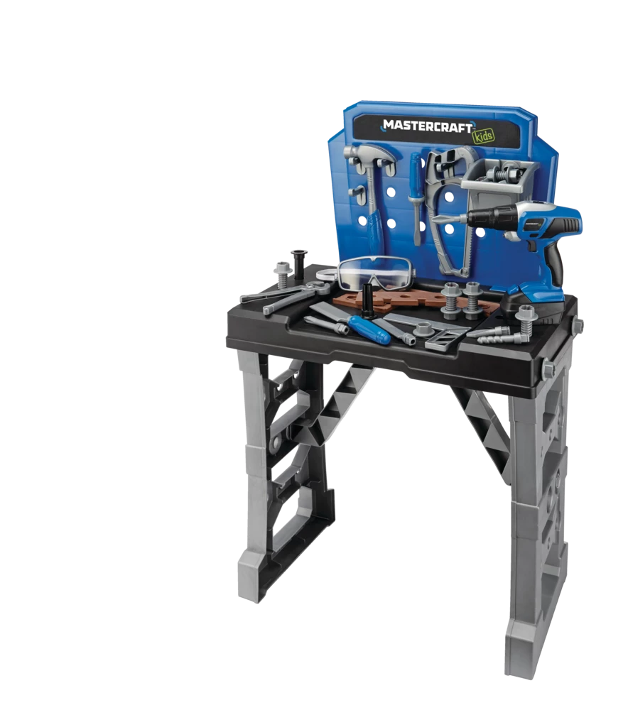 Mastercraft Deluxe Toy Tool & Work Bench W/Battery Operated Drill For Kids, Ages 3+ - Image 4