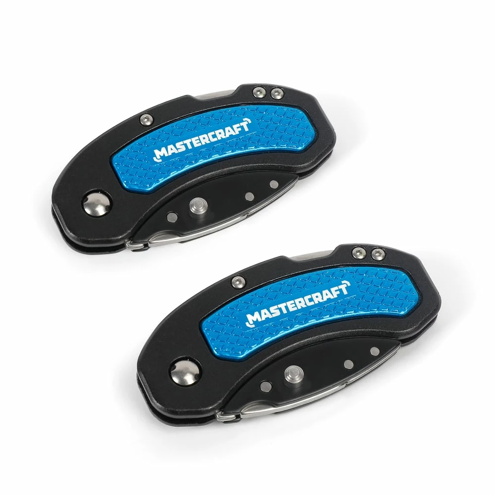Mastercraft Folding Utility Knives, Black/Blue, 2-pk - Image 2