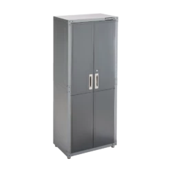Mastercraft 2-Door Tall Cabinet With 3 Adjustable Shelves, Grey Series, 72 X 30 X 18-in