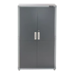 Mastercraft 2-Door Tall Cabinet With 3 Adjustable Shelves, Grey Series, 72 X 42 X 18-in