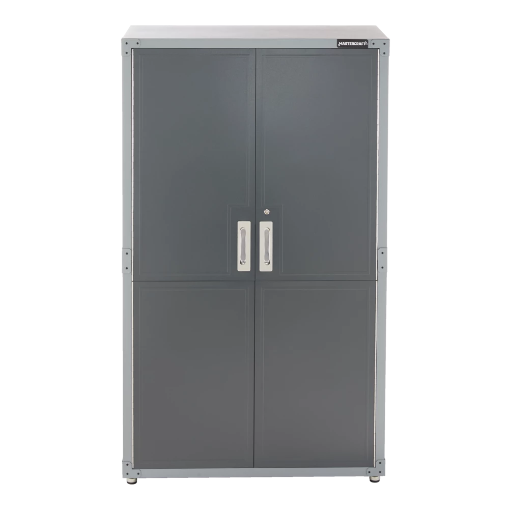 Mastercraft 2-Door Tall Cabinet With 3 Adjustable Shelves, Grey Series, 72 X 42 X 18-in
