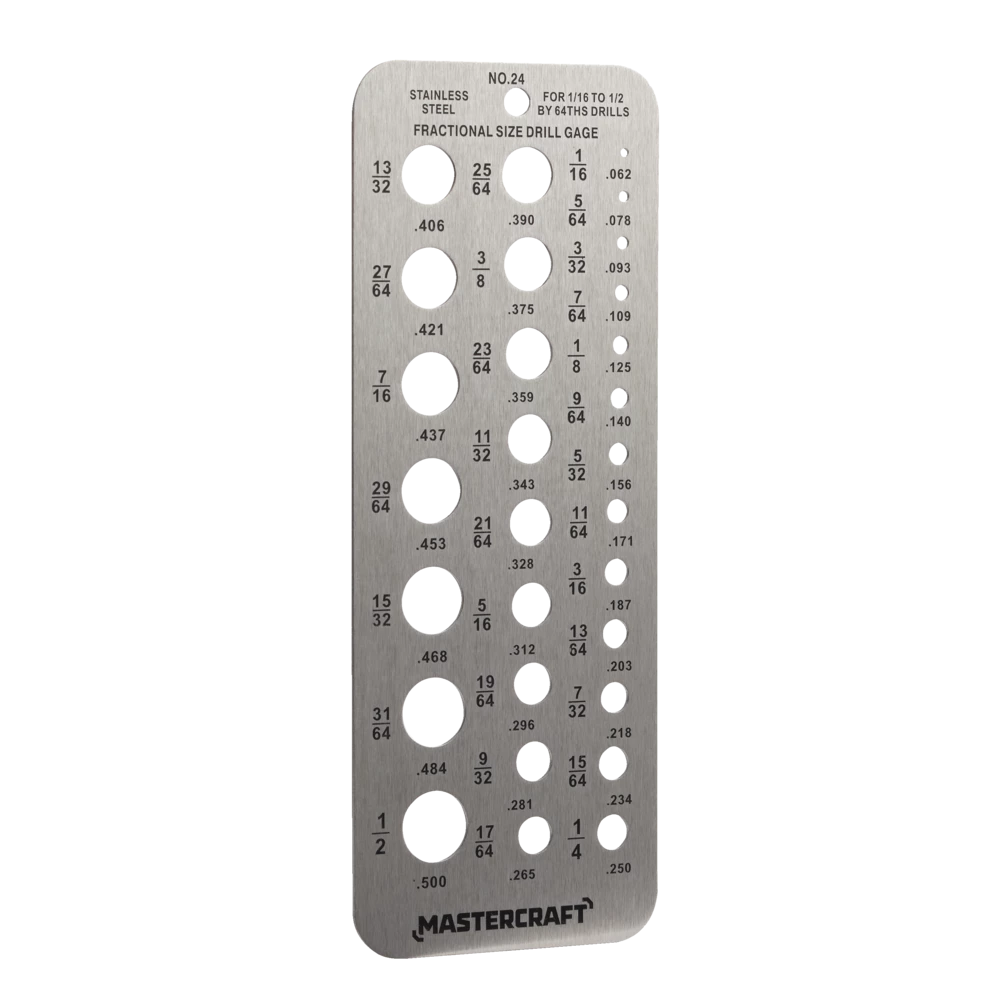 Mastercraft Hobby Drill Gauge For 1/16 To 1/2 By 64ths Drills, Easy-to-Read Etched Markings