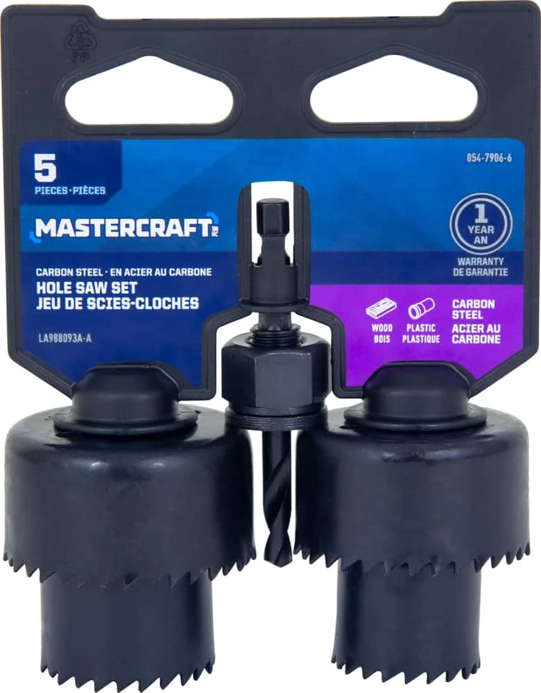Mastercraft HCS Hole Saw Set For Wood, Plastic, 5-pc - Image 3