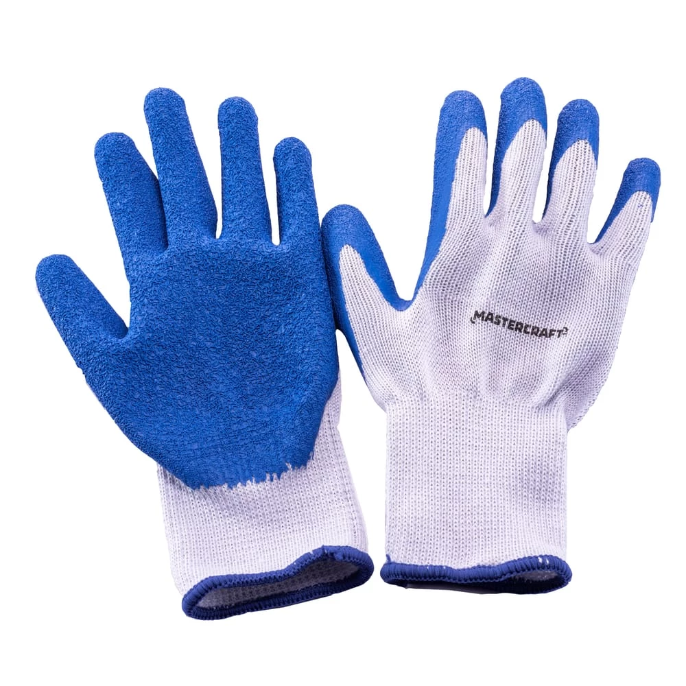 Mastercraft Latex Elastic Cuff Glove, White/Blue, Assorted Sizes