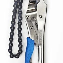 Mastercraft Locking Chain Wrench, Cr-V Steel Jaws With Nickel Plated Finish, Rubber Grips, 18-in Chain
