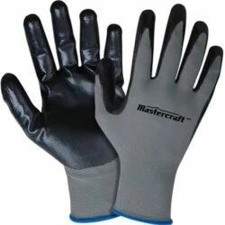 Mastercraft Nitrile Dipped Elastic Cuff Glove, Black/Grey, Assorted Sizes