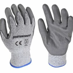 Mastercraft PU Dipped Level 5 Cut Resistant Elastic Cuff Glove, Grey, Assorted Sizes