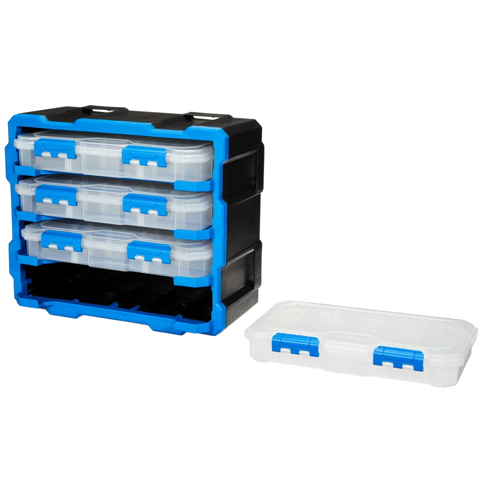 Mastercraft Raxx Stackable Wall-Mountable 4-Organizers Parts Cabinet, 15x7x13-in - Image 2