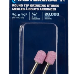Mastercraft Round Tip Aluminum Oxide Grinding Stones For Wood, Metal, Plastic, Dry Use, 2-pk