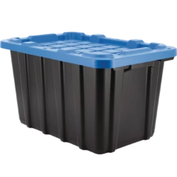Mastercraft Heavy Duty Stackable Storage Box With Lid, 45-L, Black/Blue