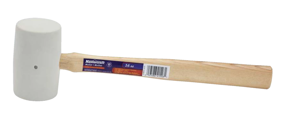 Mastercraft 16-oz Rubber Mallet, White With Wood Handle, Non-Marring