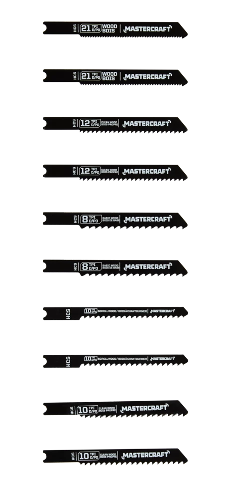 Mastercraft HCS Jigsaw Blade Set For Wood, 10-pc