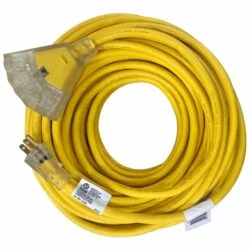 Mastercraft 50-ft 12/3 Outdoor Extension Cord With 3 Grounded Outlets And Lighted End, Yellow