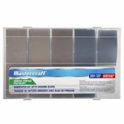 Mastercraft Sandpaper Kit With Sanding Block For Wood, Metal, Plastic, 201-pc