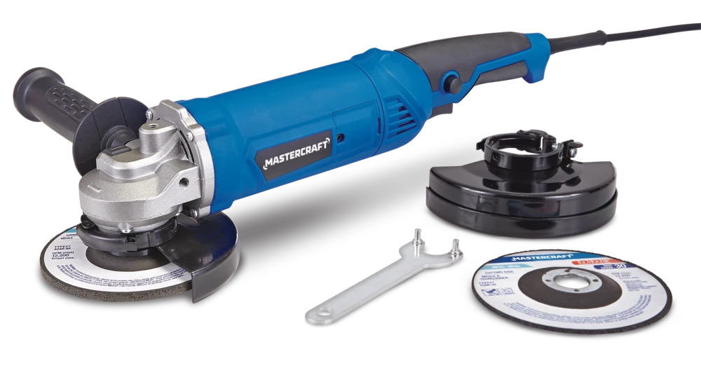 Mastercraft 9A Corded Single-Speed Angle Grinder With Bonus Cut-Off Disc & Guard, 5-in - Image 3
