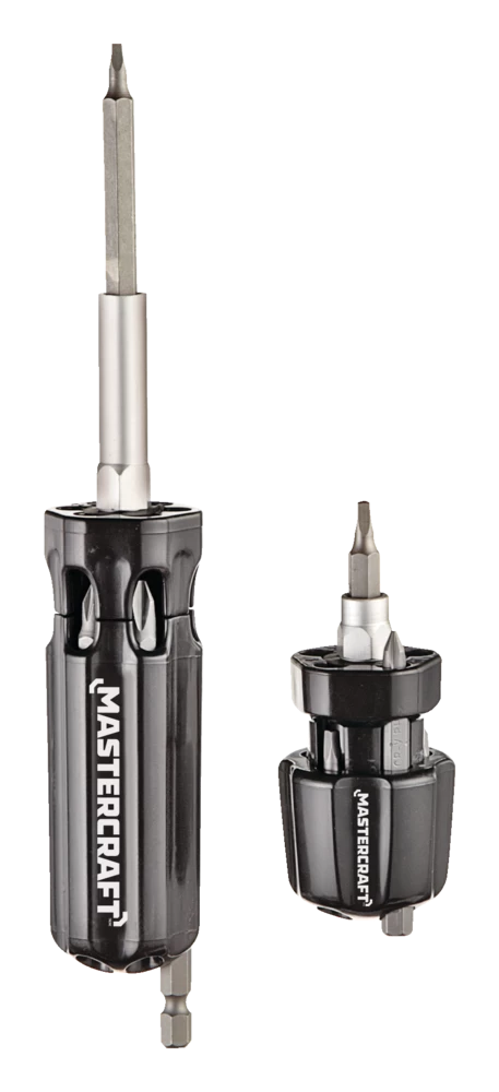 Mastercraft 7-in-1 Multi-Bit Screwdriver, Regular And Stubby, 2-pk