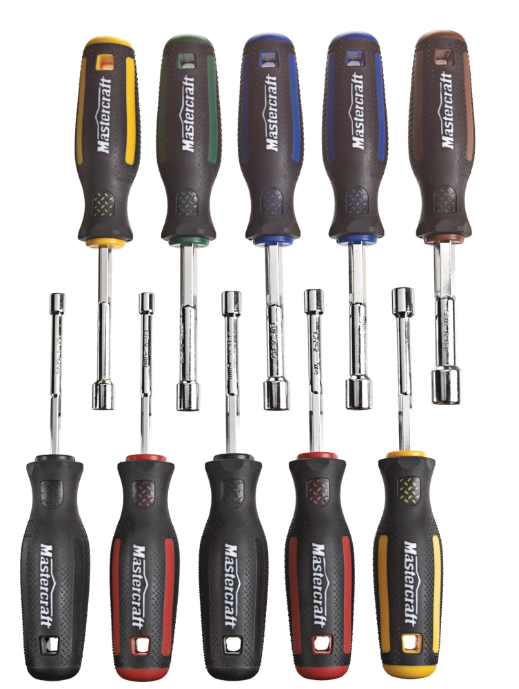 Mastercraft Nut Driver Set, Ergonomically Designed, Soft Grip Handles, Cr-V Steel Blades, 10-pc