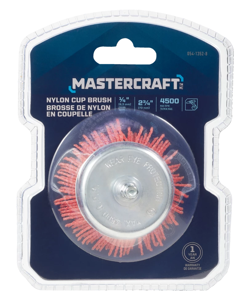 Mastercraft 2-3/4-in Nylon Cup Brush 1/4-in Arbor, For Wood, Metal, Plastic, Dry Use