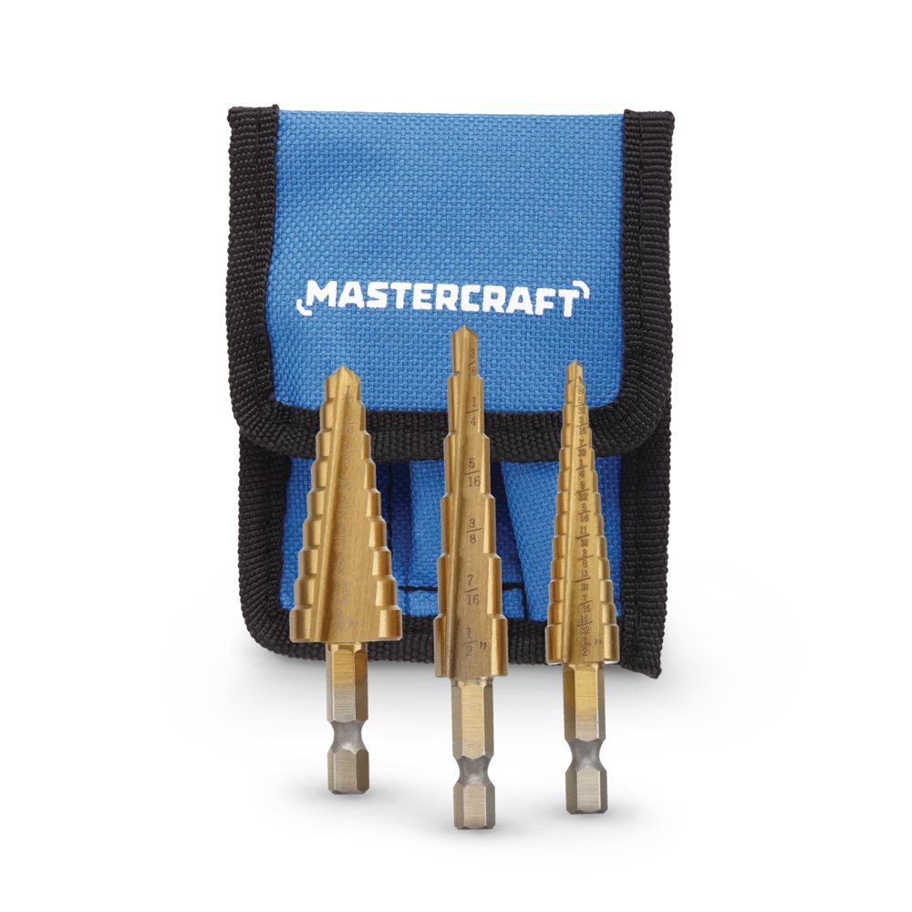 Mastercraft Titanium-Nitride Coated Step Drill Bit Set For Metal, Plastic, 3-pc - Image 3