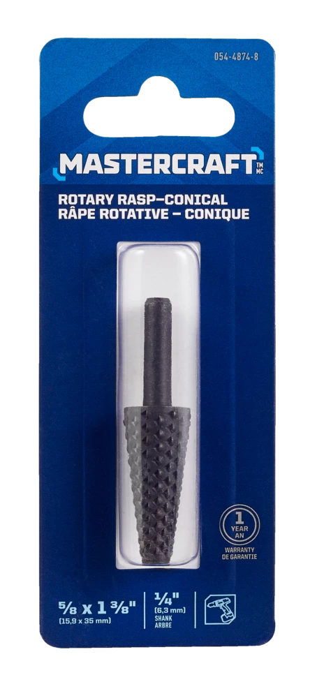 Mastercraft MAXIMUM Conical Rotary File/Rasp For Wood, Plastic, Dry Use