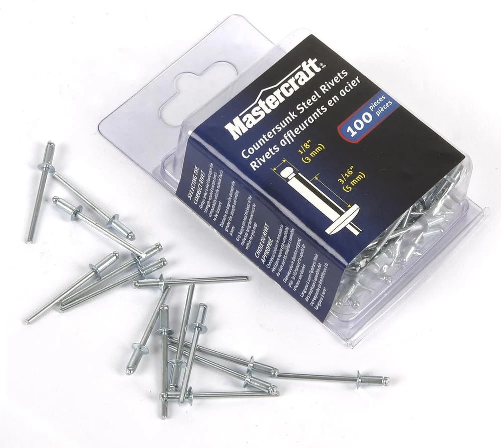 Mastercraft 1/8-in X 3/16-in Short Steel Countersunk Rivets, 100-pk