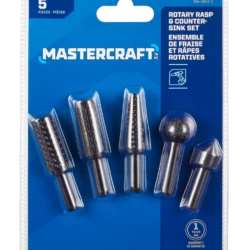 Mastercraft Rotary Rasp And Countersink Set For Wood, Plastic, Dry Use, 5-pc
