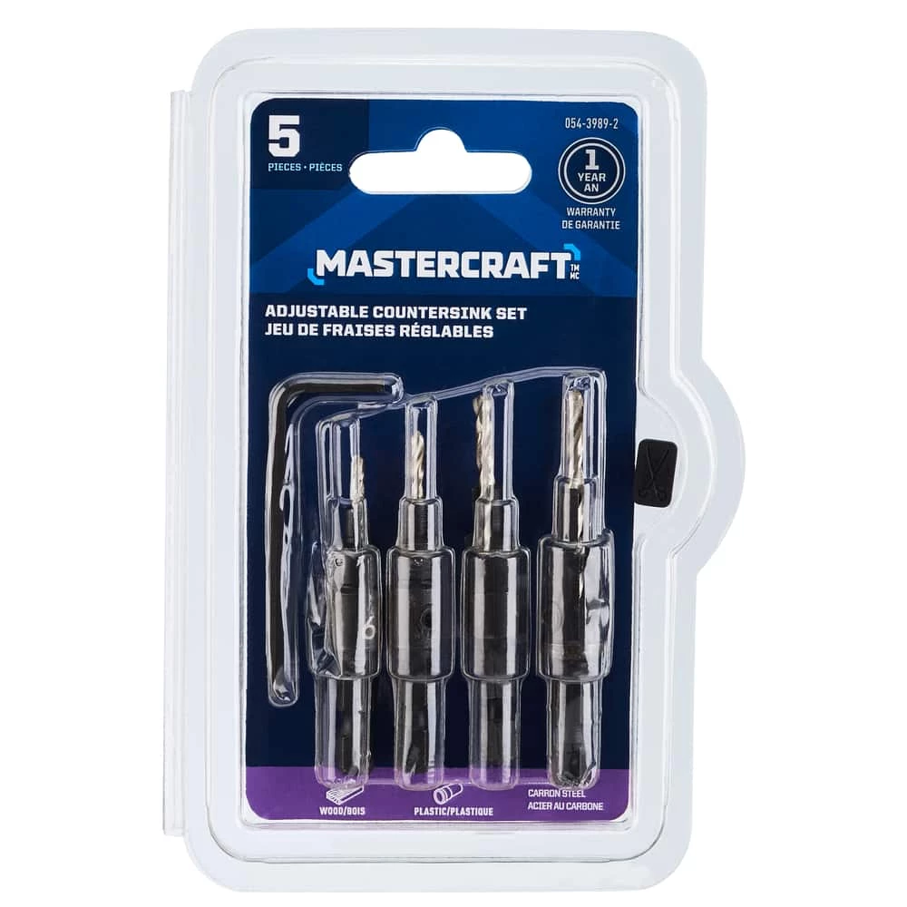 Mastercraft HCS Adjustable Countersink Set For Wood, Plastic, 5-pc