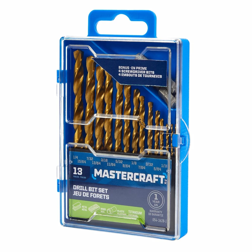 Mastercraft Titanium Drill Bit Set For Wood, Metal, Plastic, 13-pc - Image 2