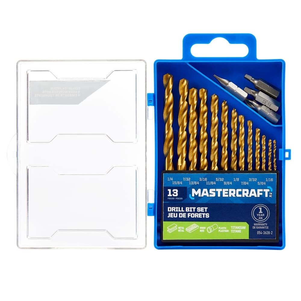 Mastercraft Titanium Drill Bit Set For Wood, Metal, Plastic, 13-pc - Image 3