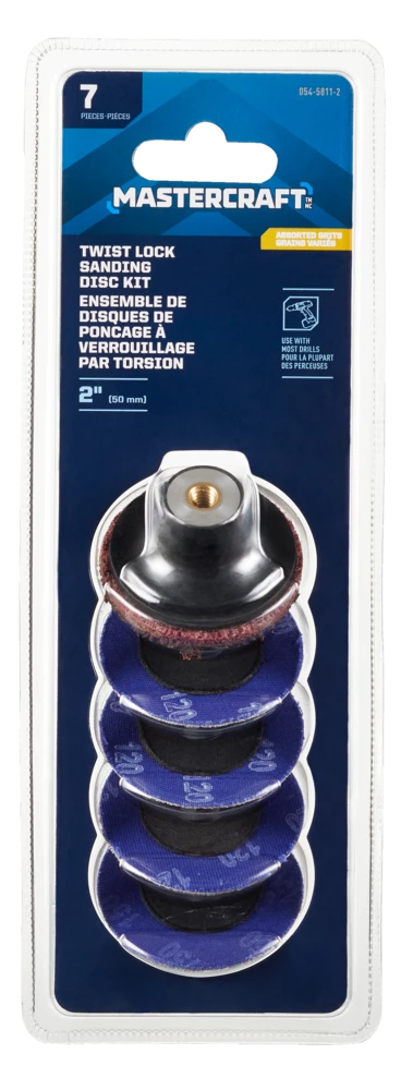 Mastercraft 2-in Twist Lock Aluminum Oxide Sanding Disc Set, 6-pc