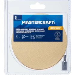 Mastercraft 5-in Assorted Grit Hook & Loop Aluminum Oxide Sanding Disc Set For Wood, Metal, Plastic, Dry Use, 5-pc