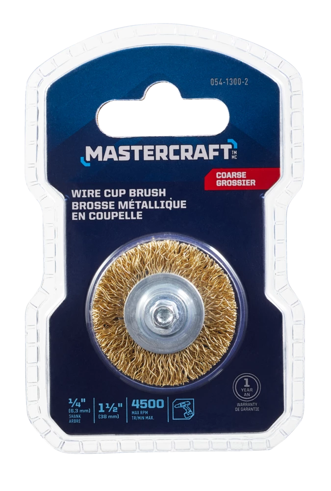 Mastercraft 1.5-in Coarse Wire Wheel Brush 1/4-in Arbor, For Wood, Metal & Dry Use